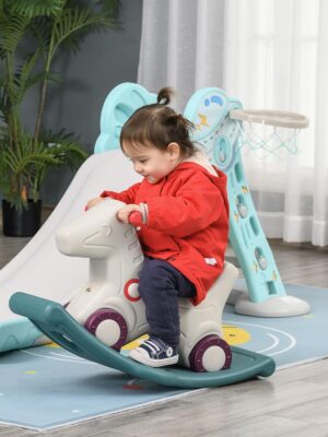 Qaba 2 in 1 Rocking Horse & Sliding Car for Indoor & Outdoor Use