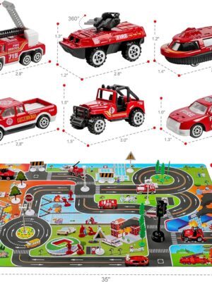 Floor Puzzle for Kids Ages 3-8 with Die-cast Fire Rescue Vehicle