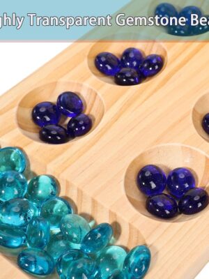 Wooden Mancala Board Game Set,Larger Size Mancale Instructions, Portable Travel Board Game for Kids and Adults